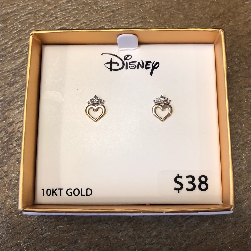 Dainty heart & crown Disney earrings